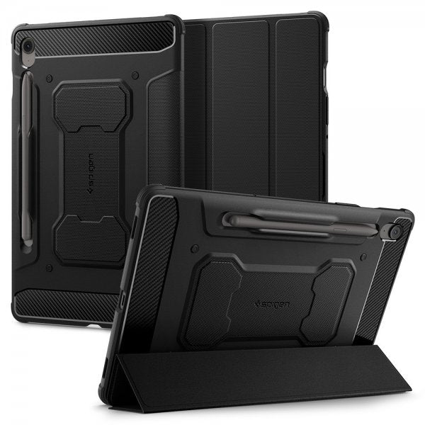 Spigen Samsung Galaxy Tab S10 FE Rugged Armor Pro -suojakuori, mattamusta