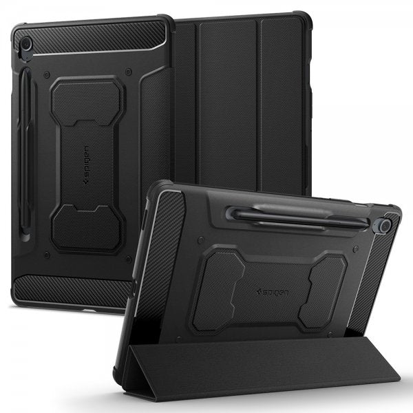 Spigen Samsung Galaxy Tab S9 FE Kotelo Rugged Armor Pro, musta