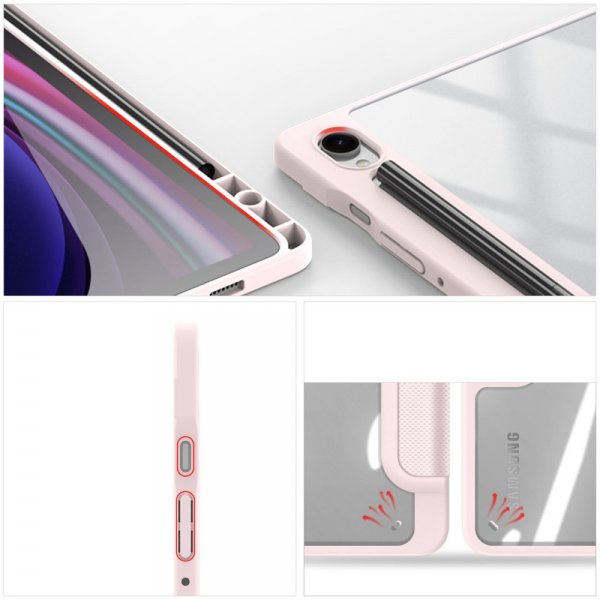 Dux Ducis Samsung Galaxy Tab S9 FE -kotelo, TOBY-sarja, vaaleanpunainen