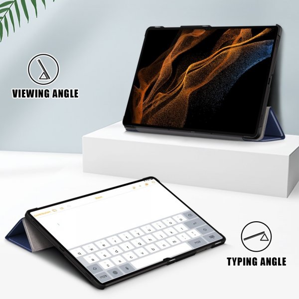 Samsung Galaxy Tab S9 Ultra -suojakotelo, kolmiosainen, sininen