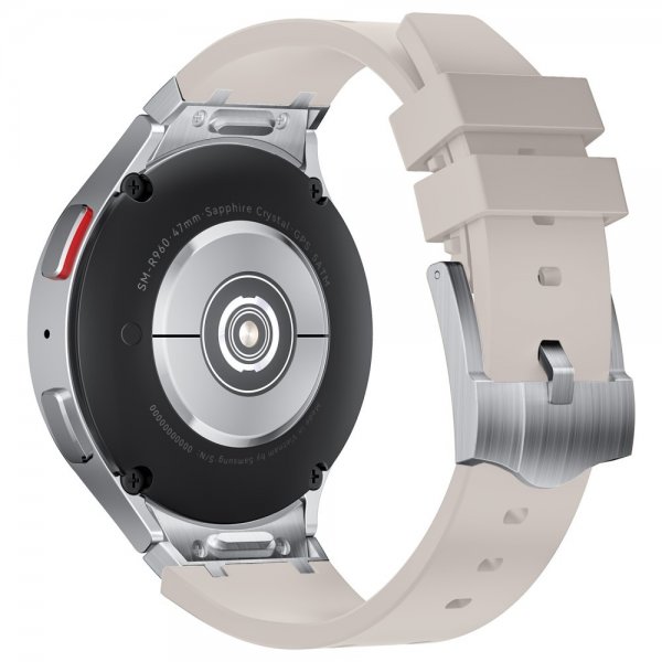 Samsung Galaxy Watch 20mm silikoniranneke, hopeasolki, beige