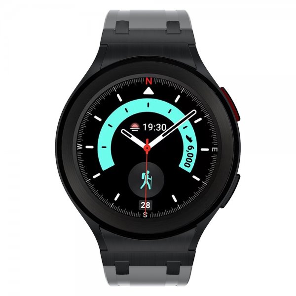 Samsung Galaxy Watch 20mm silikoniranneke, musta, harmaa solki