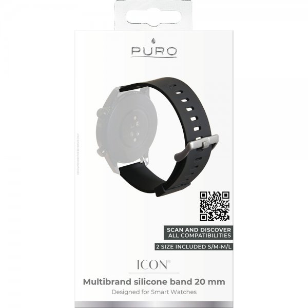 Puro Samsung Galaxy Watch 20mm ranneke, Icon, musta