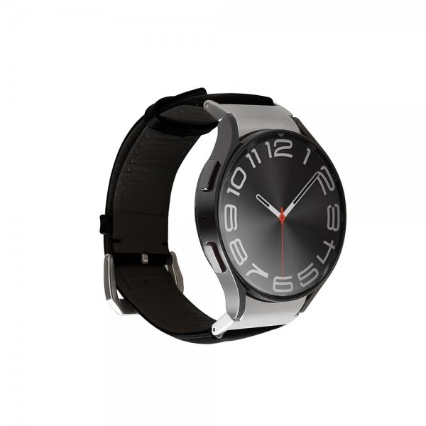 Puro Samsung Galaxy Watch 20mm Ranneke Nahkaa Musta