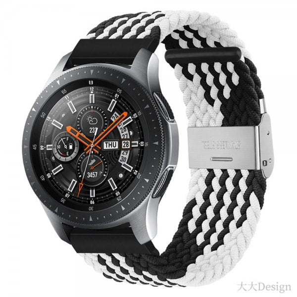 Samsung Galaxy Watch 20mm Ranneke Nylon Valkoinen Musta