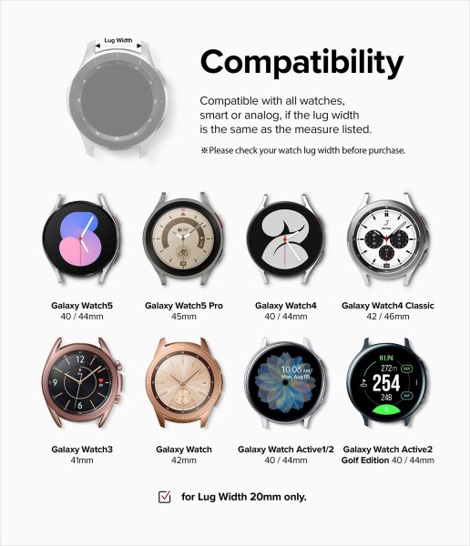 Ringke Samsung Galaxy Watch 20mm ranneke kumi One Bold Band musta