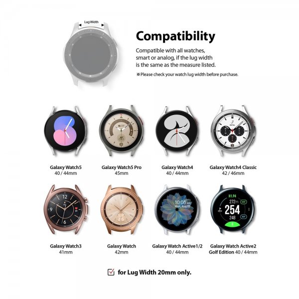 Ringke Samsung Galaxy Watch 20mm Ranneke Rubber One Band, musta