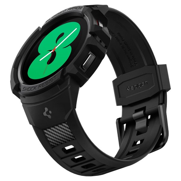 Spigen Samsung Galaxy Watch 4/5 40mm Suojakuori ja ranneke Rugged Armor Pro Musta