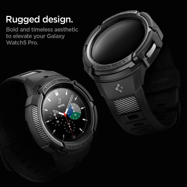 Spigen Samsung Galaxy Watch 5 Pro 45mm Kuori ja ranneke Rugged Armor Pro Musta