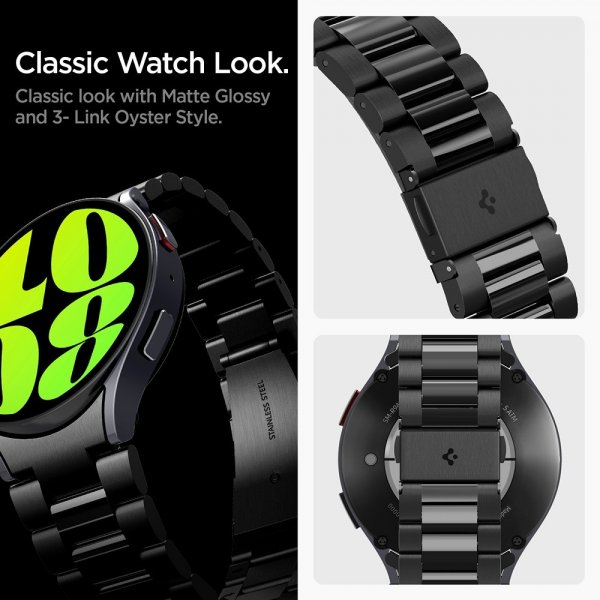Spigen Samsung Galaxy Watch 6 44mm ranneke Modern Fit 316L musta