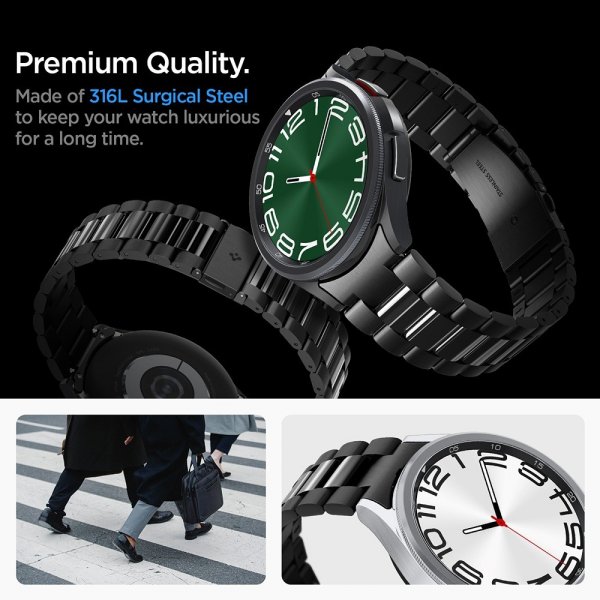 Spigen Samsung Galaxy Watch 6 Classic 47mm ranneke Modern Fit 316L musta