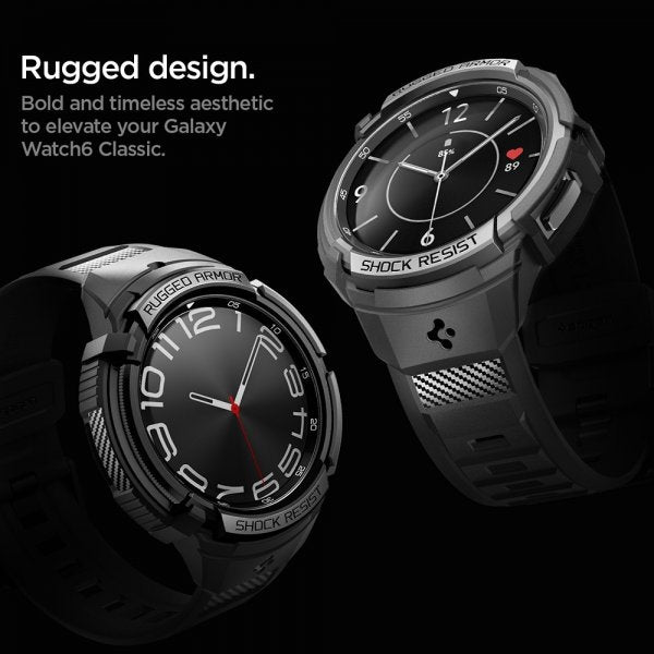 Spigen Samsung Galaxy Watch 6 Classic 47mm Kuori ja ranneke Rugged Armor Pro Musta