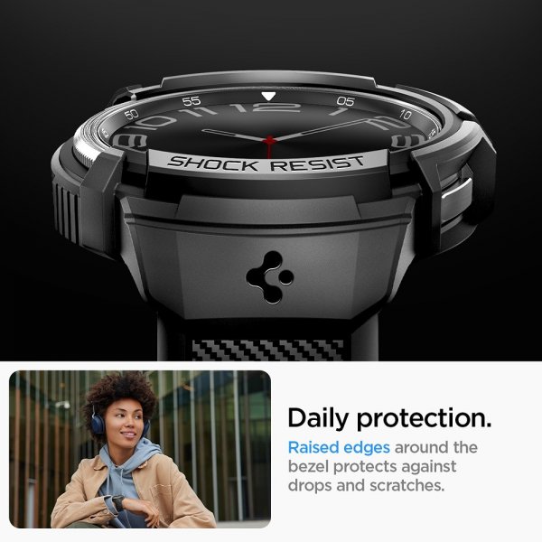 Spigen Samsung Galaxy Watch 6 Classic 47mm Kuori ja ranneke Rugged Armor Pro Musta