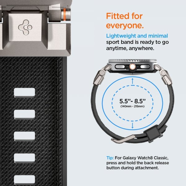 Spigen Samsung Galaxy Watch 8 40/44mm/Classic 46mm -ranneke DuraPro Armor musta