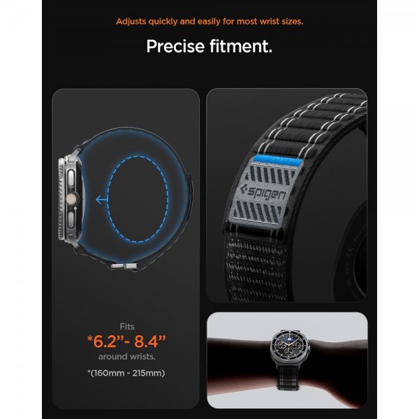 Spigen Samsung Galaxy Watch 8 40/44mm/Classic 46mm ranneke WBF0 Musta