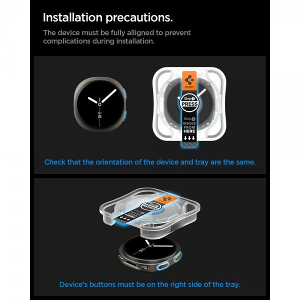 Spigen Samsung Galaxy Watch 8 44mm näytönsuoja GLAS.tR EZ Fit 2-pakkaus