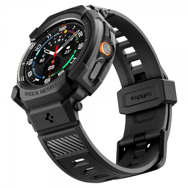 Spigen Samsung Galaxy Watch 8 Classic 46mm ranneke ja suojakotelo Rugged Armor Pro Matte Black