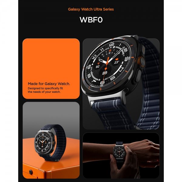 Spigen Samsung Galaxy Watch Ultra 47mm ranneke WBF0 Musta