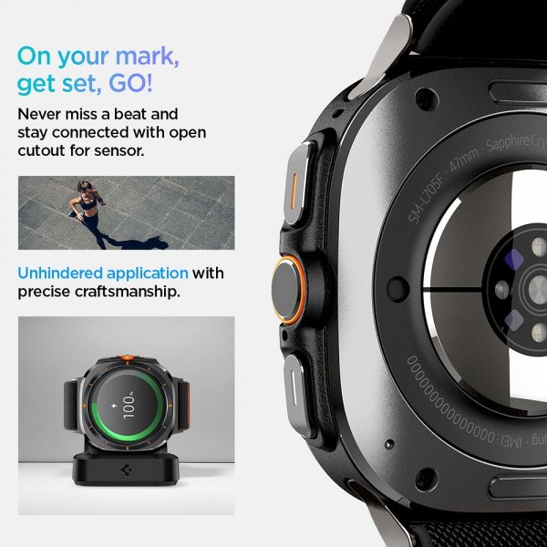 Spigen Samsung Galaxy Watch Ultra -ranneke Lite Fit, musta