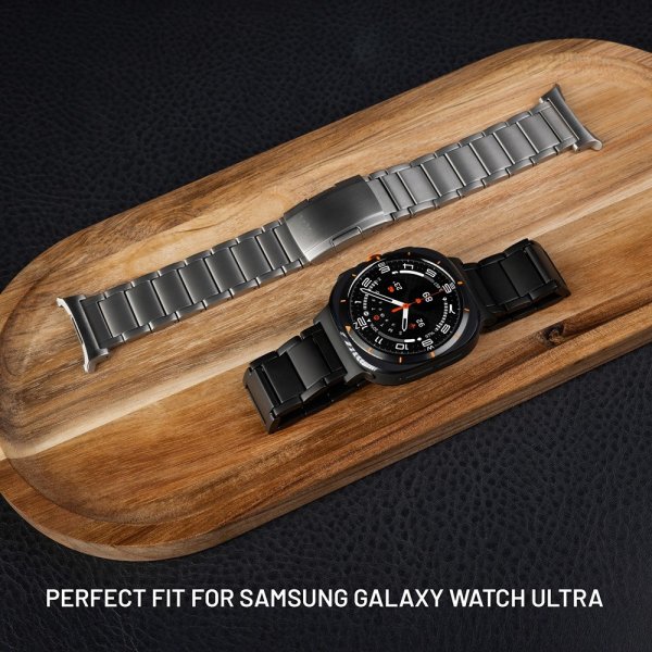 Kiinteä Samsung Galaxy Watch Ultra -ranneke titaaniranneke, musta