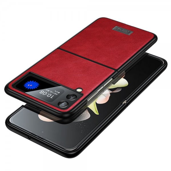 Sulada Samsung Galaxy Z Flip 4 -kuori nahkatekstuurilla, punainen