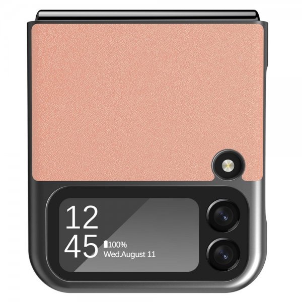 Lc.Imeeke Samsung Galaxy Z Flip 4 Kuori Nahkarakenne Vaaleanpunainen