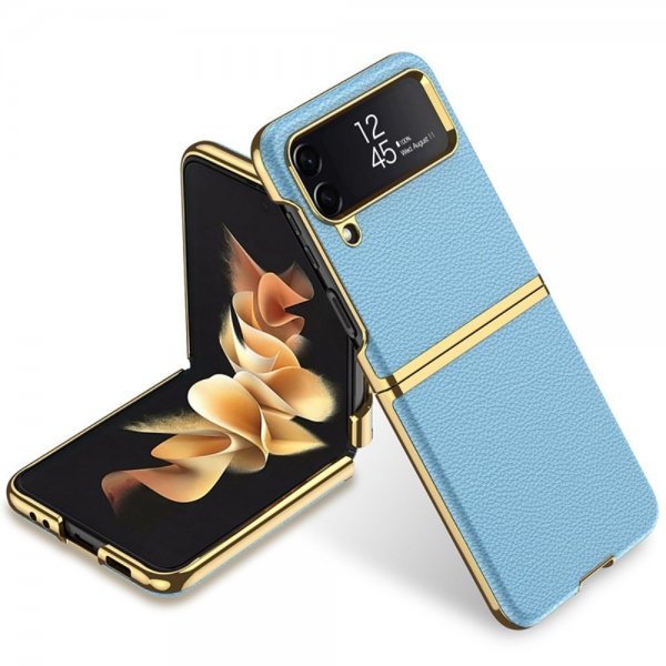 GKK Samsung Galaxy Z Flip 4 -suojakuori litsi-kuvioitu, pinnoitetut reunat, sininen