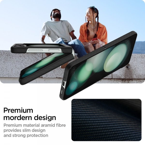 Spigen Samsung Galaxy Z Flip 5 -suojakuori Air Skin, musta