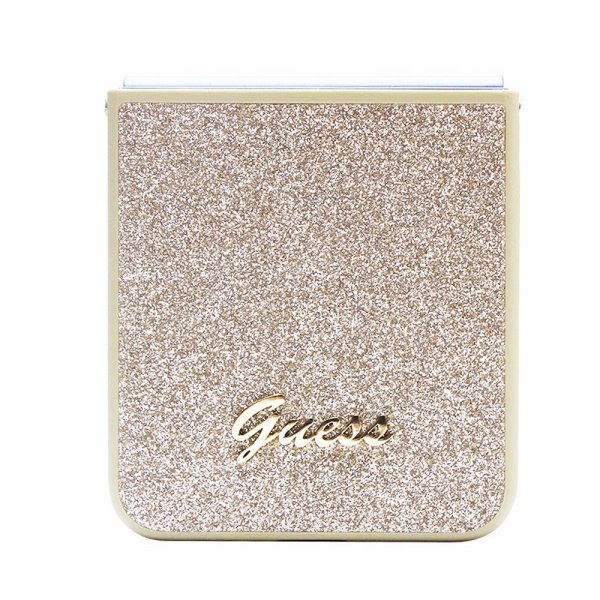 Guess Samsung Galaxy Z Flip 5 Kuori Glitter Flakes Metallilogo Kulta