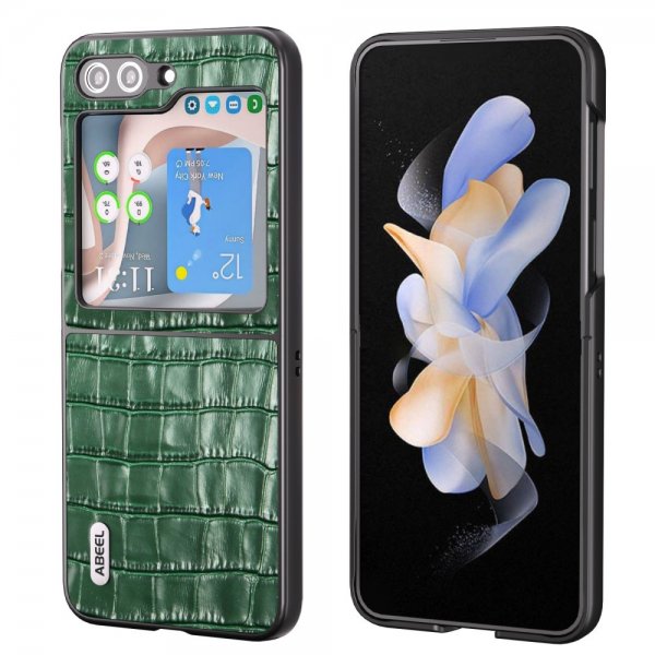 ABEEL Samsung Galaxy Z Flip 5 Kuori Krokotiilipinta Vihreä