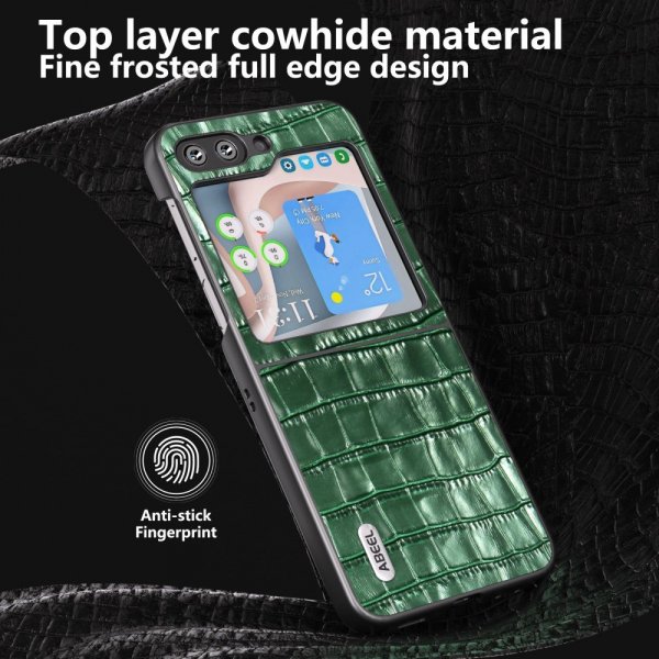 ABEEL Samsung Galaxy Z Flip 5 Kuori Krokotiilipinta Vihreä