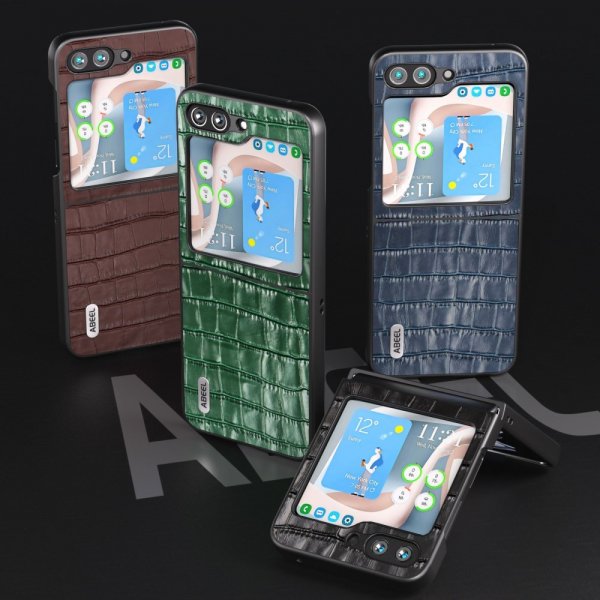 ABEEL Samsung Galaxy Z Flip 5 Kuori Krokotiilipinta Vihreä