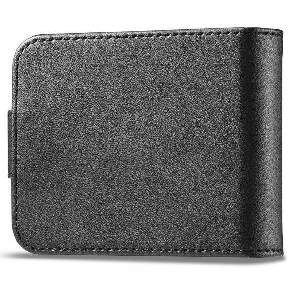 Lc.Imeeke Samsung Galaxy Z Flip 6/Flip 7 FE suojakotelo, jossa korttipaikka ja jalustatoiminto, musta