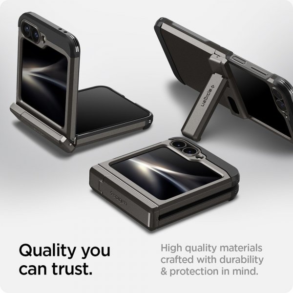 Spigen Samsung Galaxy Z Flip 6/Galaxy Z Flip 7 FE -suojakuori Tough Armor Pro Gunmetal