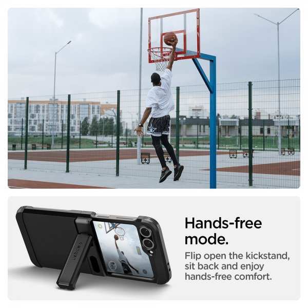 Spigen Samsung Galaxy Z Flip 6/Galaxy Z Flip 7 FE -suojakuori Tough Armor Pro MagFit Musta