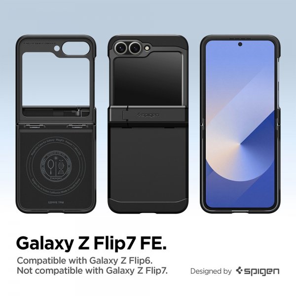 Spigen Samsung Galaxy Z Flip 6/Galaxy Z Flip 7 FE -suojakuori Tough Armor Pro MagFit Musta