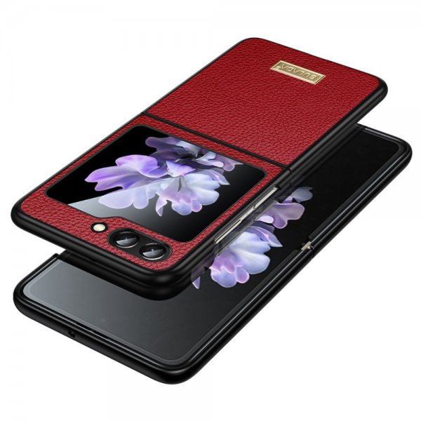 Sulada Samsung Galaxy Z Flip 6/Flip 7 FE kuori litsikuviolla, punainen