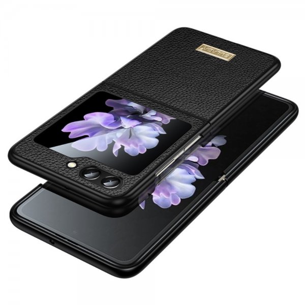 Sulada Samsung Galaxy Z Flip 6/Flip 7 FE kuori Litsi-kuvioinen Musta