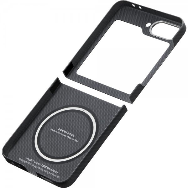 Pitaka Samsung Galaxy Z Flip 6 -suojakuori MagEZ Case 5, musta/harmaa toimikangas