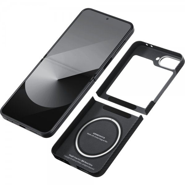 Pitaka Samsung Galaxy Z Flip 6 -suojakuori MagEZ Case 5, musta/harmaa toimikangas