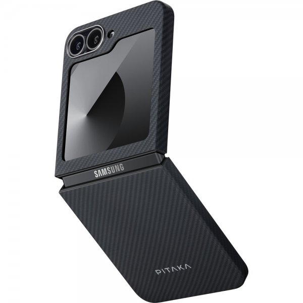 Pitaka Samsung Galaxy Z Flip 6 -suojakuori MagEZ Case 5, musta/harmaa toimikangas