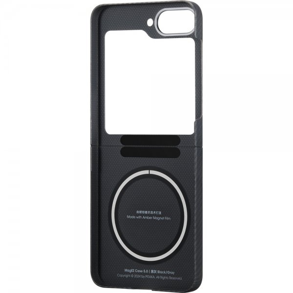 Pitaka Samsung Galaxy Z Flip 6 -suojakuori MagEZ Case 5, musta/harmaa toimikangas
