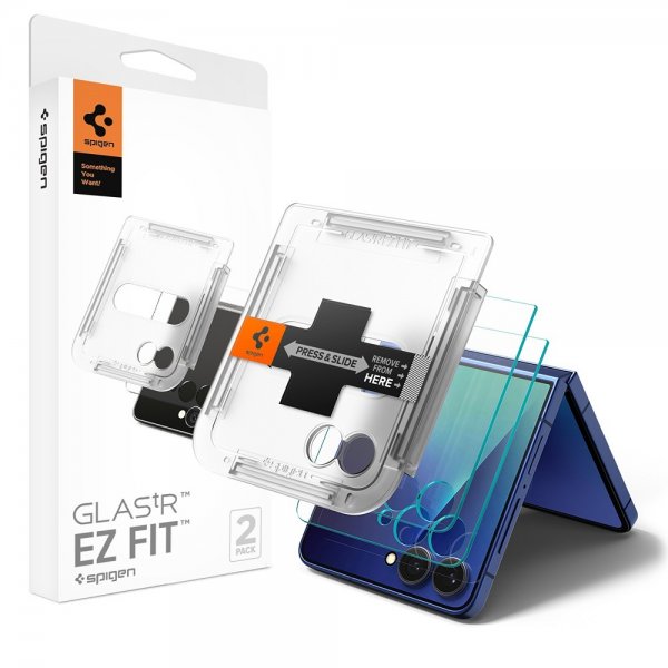 Spigen Samsung Galaxy Z Flip 7 näytönsuoja GLAS.tR EZ Fit 2-pakkaus