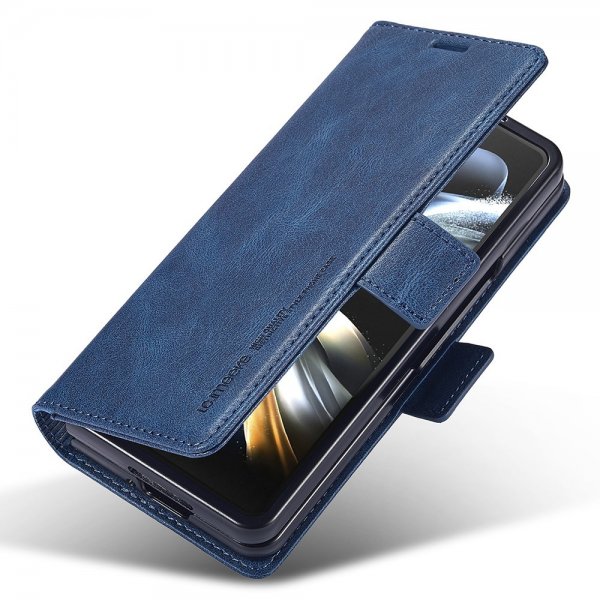 Lc.Imeeke Samsung Galaxy Z Fold 5 Kotelo Korttipaikalla Flip Sininen