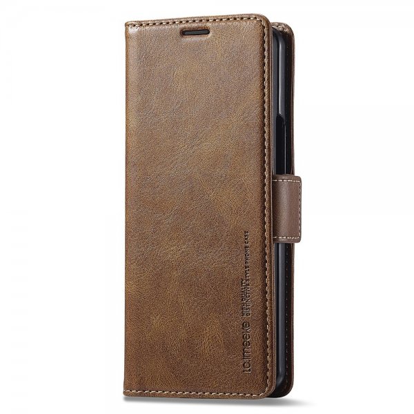 Lc.Imeeke Samsung Galaxy Z Fold 5 -kotelo korttipaikalla, läppämalli, ruskea