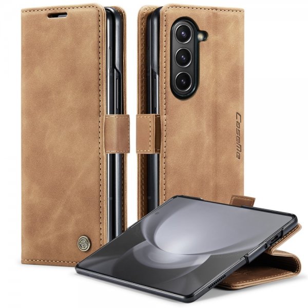 CaseMe Samsung Galaxy Z Fold 5 - Retro Flip Ruskea