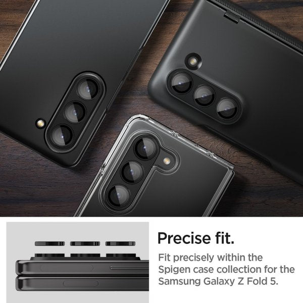 Spigen Samsung Galaxy Z Fold 5 kameransuojus GLAS.tR EZ Fit Optik Pro 2-pakkaus Musta