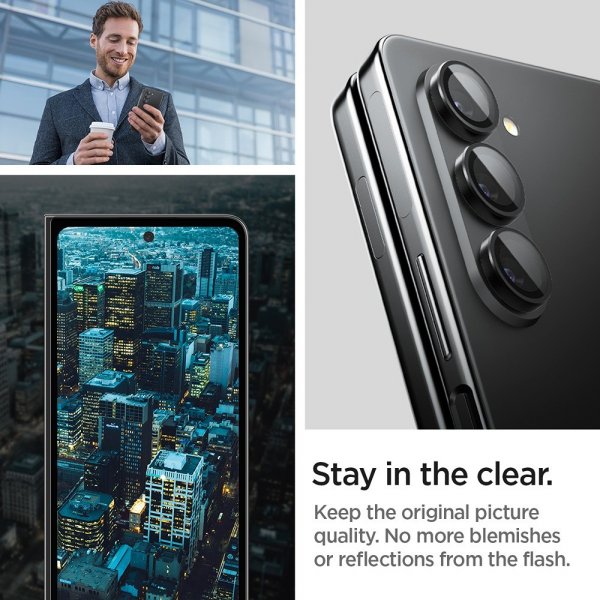 Spigen Samsung Galaxy Z Fold 5 kameransuojus GLAS.tR EZ Fit Optik Pro 2-pakkaus Musta