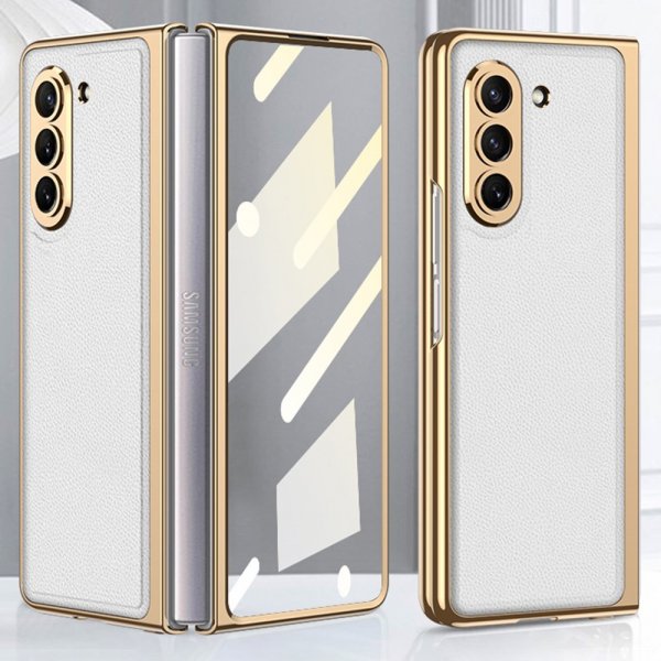 GKK Samsung Galaxy Z Fold 5 -kuori pinnoitetuilla reunoilla, valkoinen