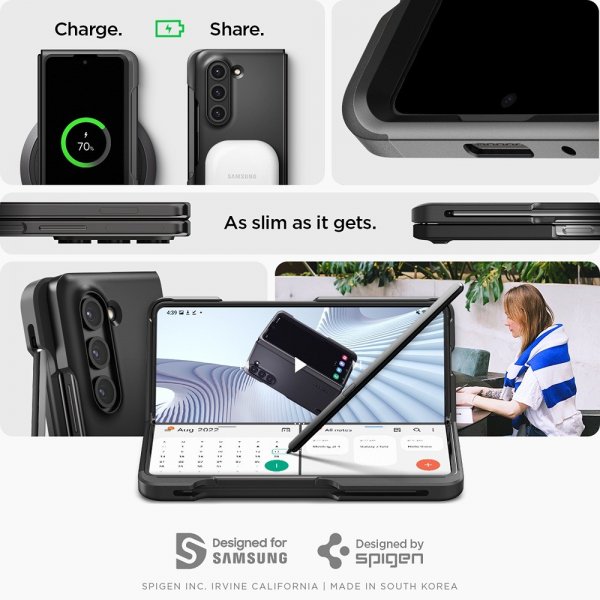 Spigen Samsung Galaxy Z Fold 5 Thin Fit P -suojakuori, musta